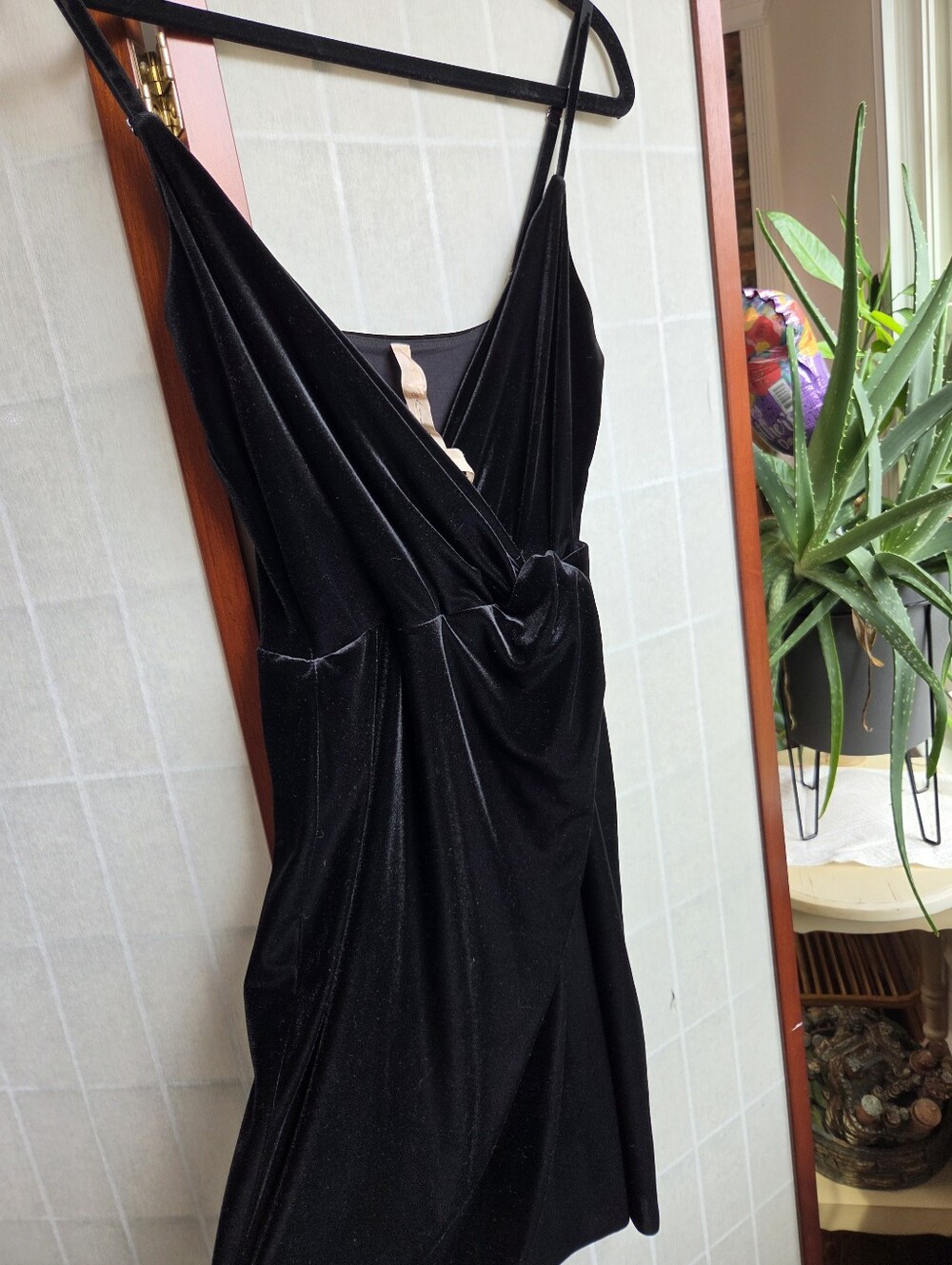 Bailey 44 Black Velvet Faux Wrap Cami Mini Dress - Size S